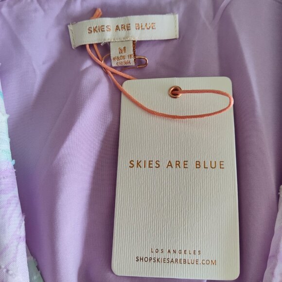 Skies Are Blue Cleo Coquette Puffy Tie Sleeve Floral Jacquard Wrap Dress M NWT - Picture 11 of 13